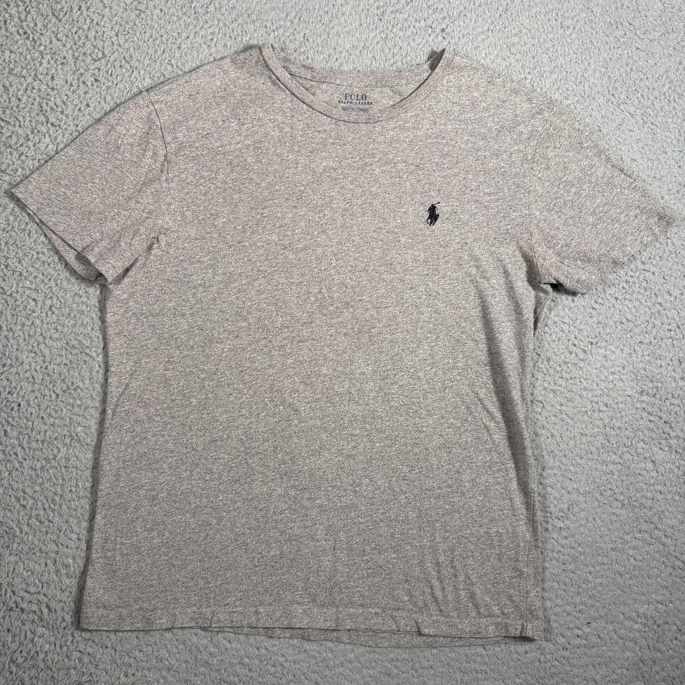 Polo Ralph Lauren Shirt Mens S Gray Solid Tagless Short Sleeve Logo Casual